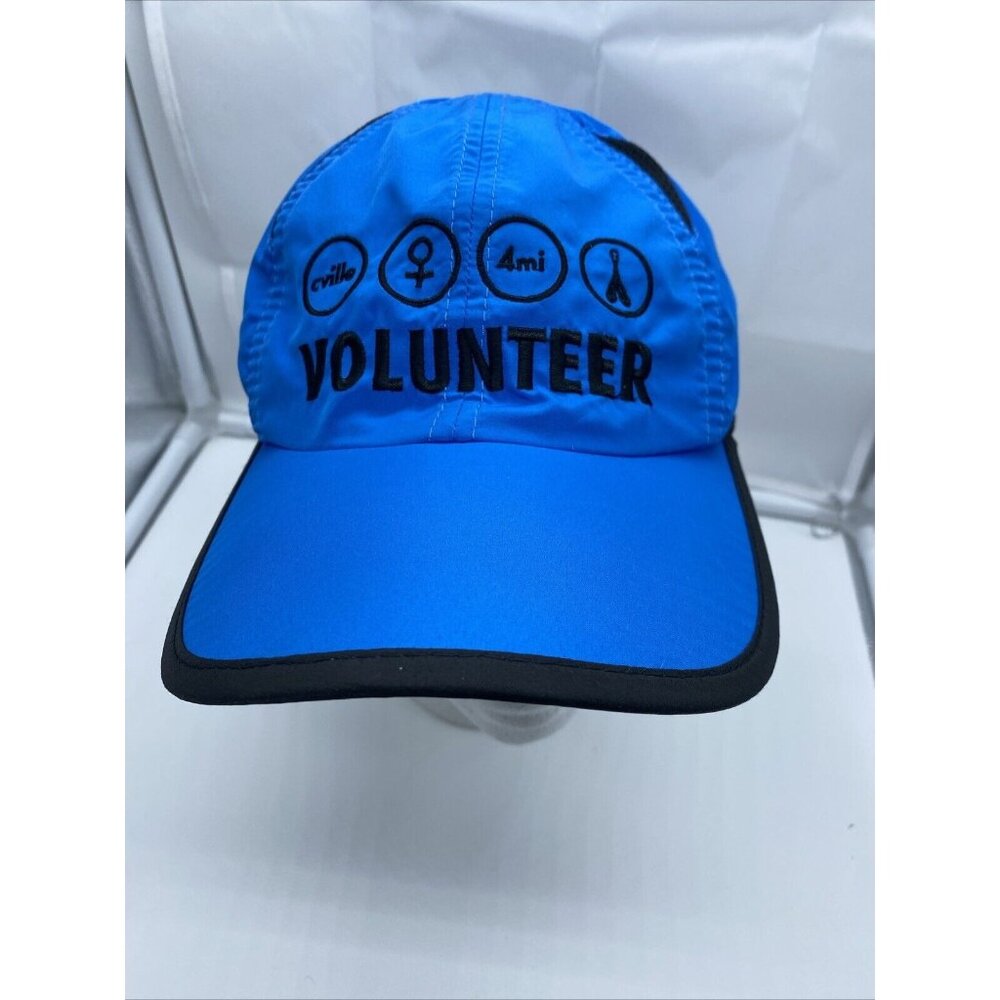 CVille 4 mi Volunteer Blue Baseball Cap Hat Hook Loop Adjustable Adult Runner